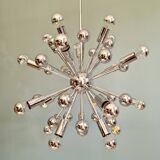 Lustre Sputnik en métal chromé, 20 points lumineux, années 70