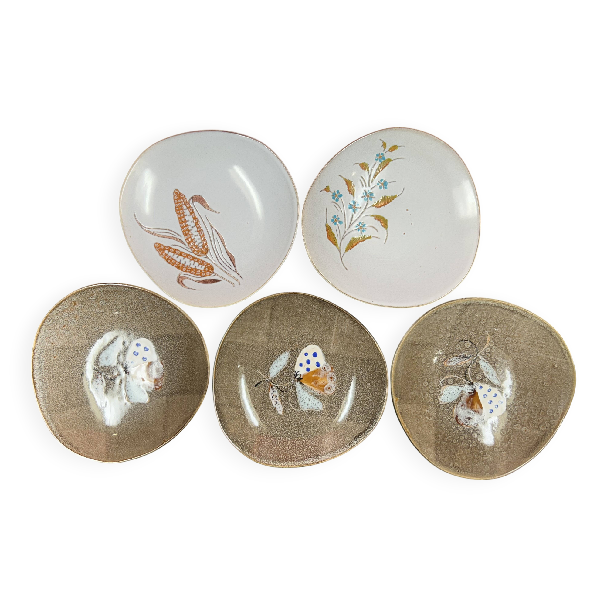 Set of 5 deep plates 21 cm in earthenware from MBFA Pornic model diff.