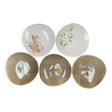 Set of 5 deep plates 21 cm in earthenware from MBFA Pornic model diff.
