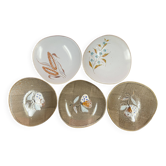 5 assiettes creuses dépareillées en faïence de MBFA Pornic