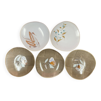 Set of 5 deep plates 21 cm in earthenware from MBFA Pornic model diff.
