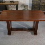 Art Deco mahogany veneer table in the style of Jules Leleu, 1930s