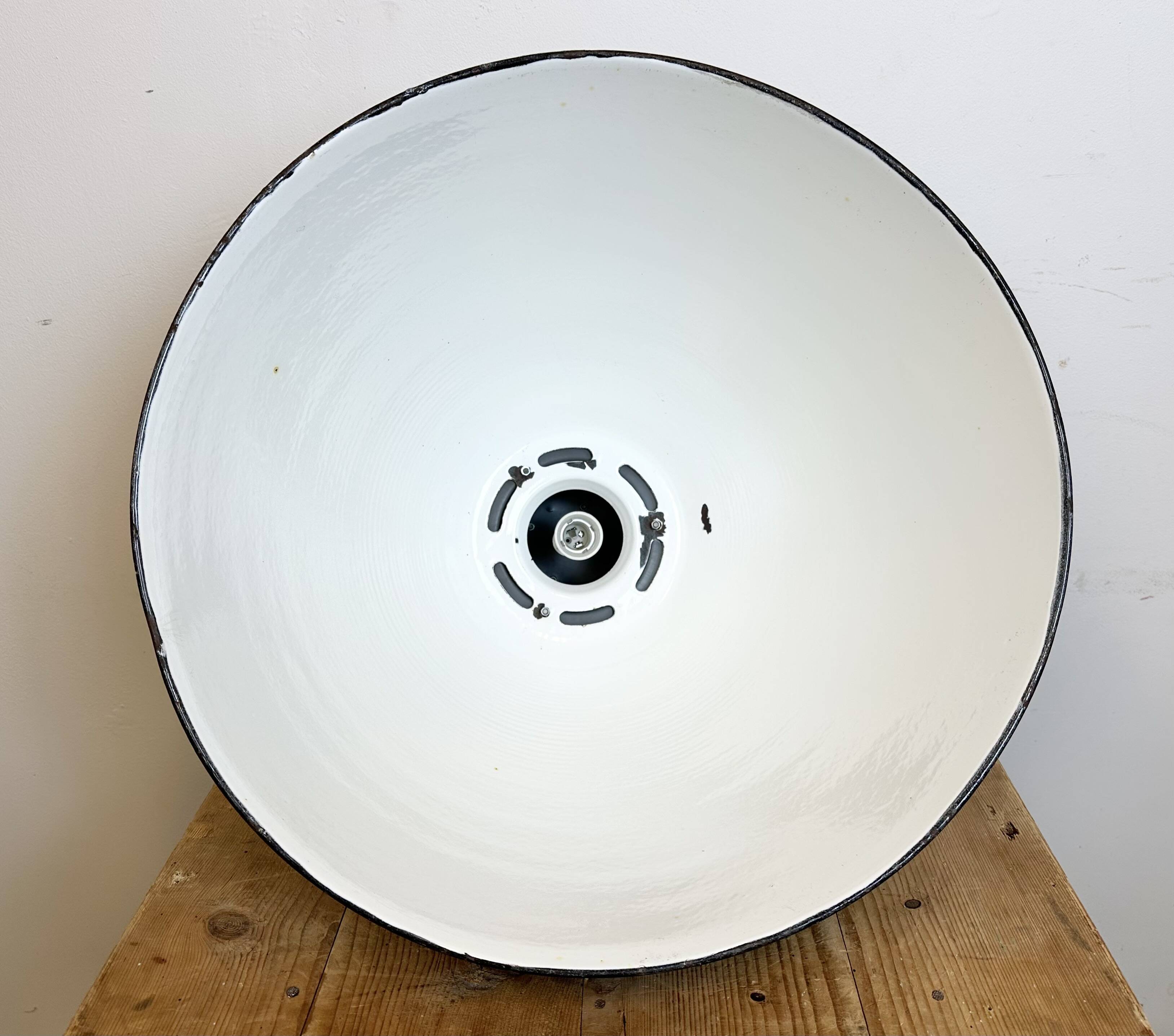 Large Dark Grey Enamel Industrial Factory Lamp from Elektrosvit, 1960s