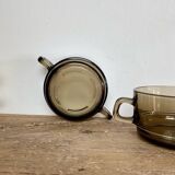 2 vintage smoked glass bowls