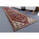 1970s Vintage Turkish Hand-Knotted Wool Cotton Red Runner Rug 90x390