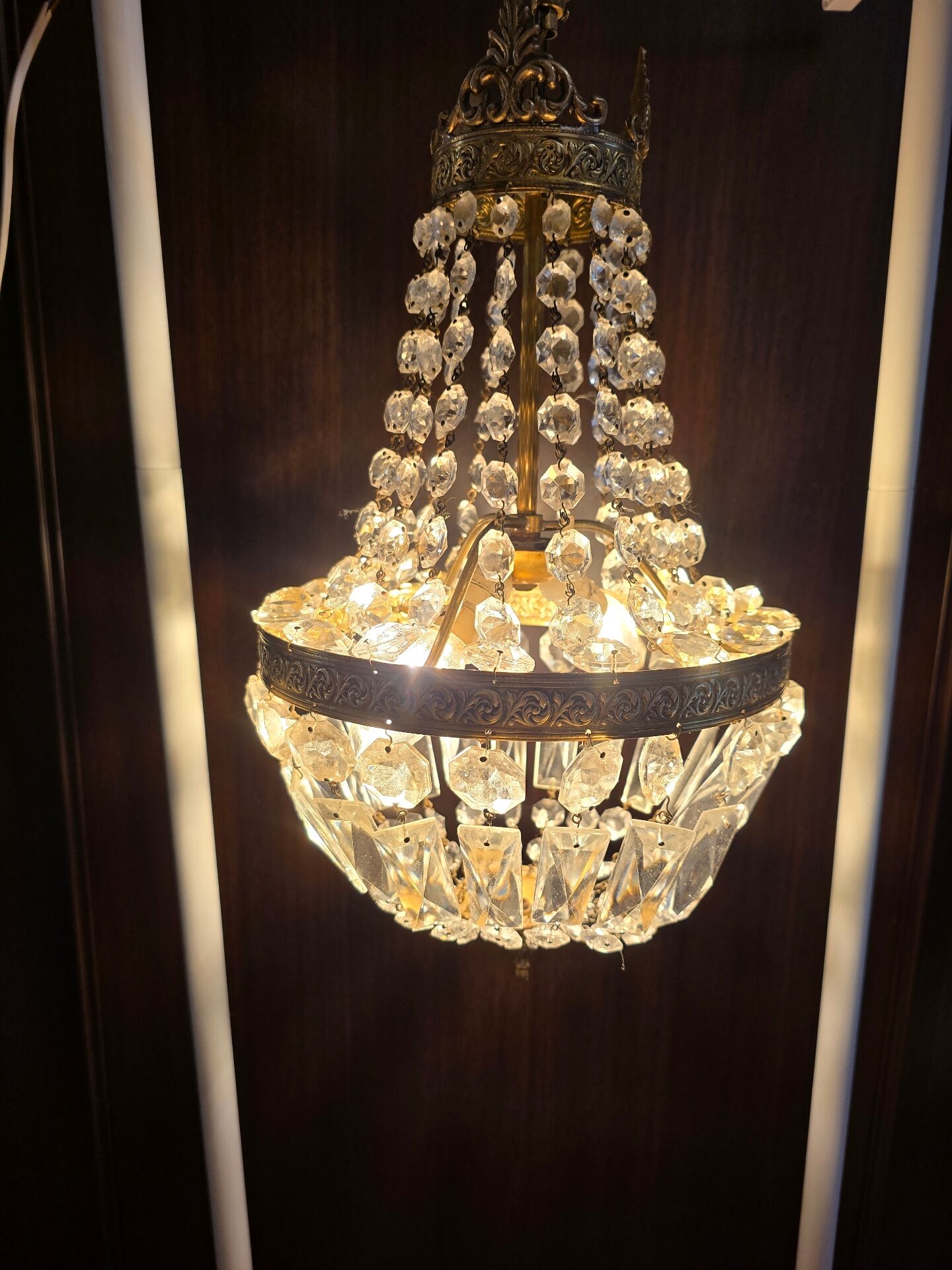 Lustre montgolfière verre et laiton