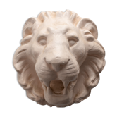 Lion's head in painted plaster