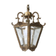 Hanging brass lantern and engraved glass
