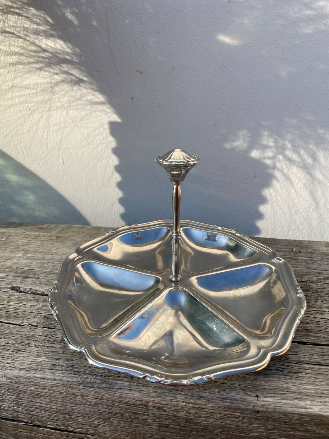 Guy Degrenne silver-plated metal compartmented serving platter