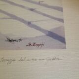 Giorgio Zuppini, Terrace by the Sea with Seagulls, Lithograph, 1970