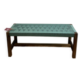 Bench in blue-green woven walnut