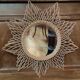 Vintage rattan sun mirror, 51 cm