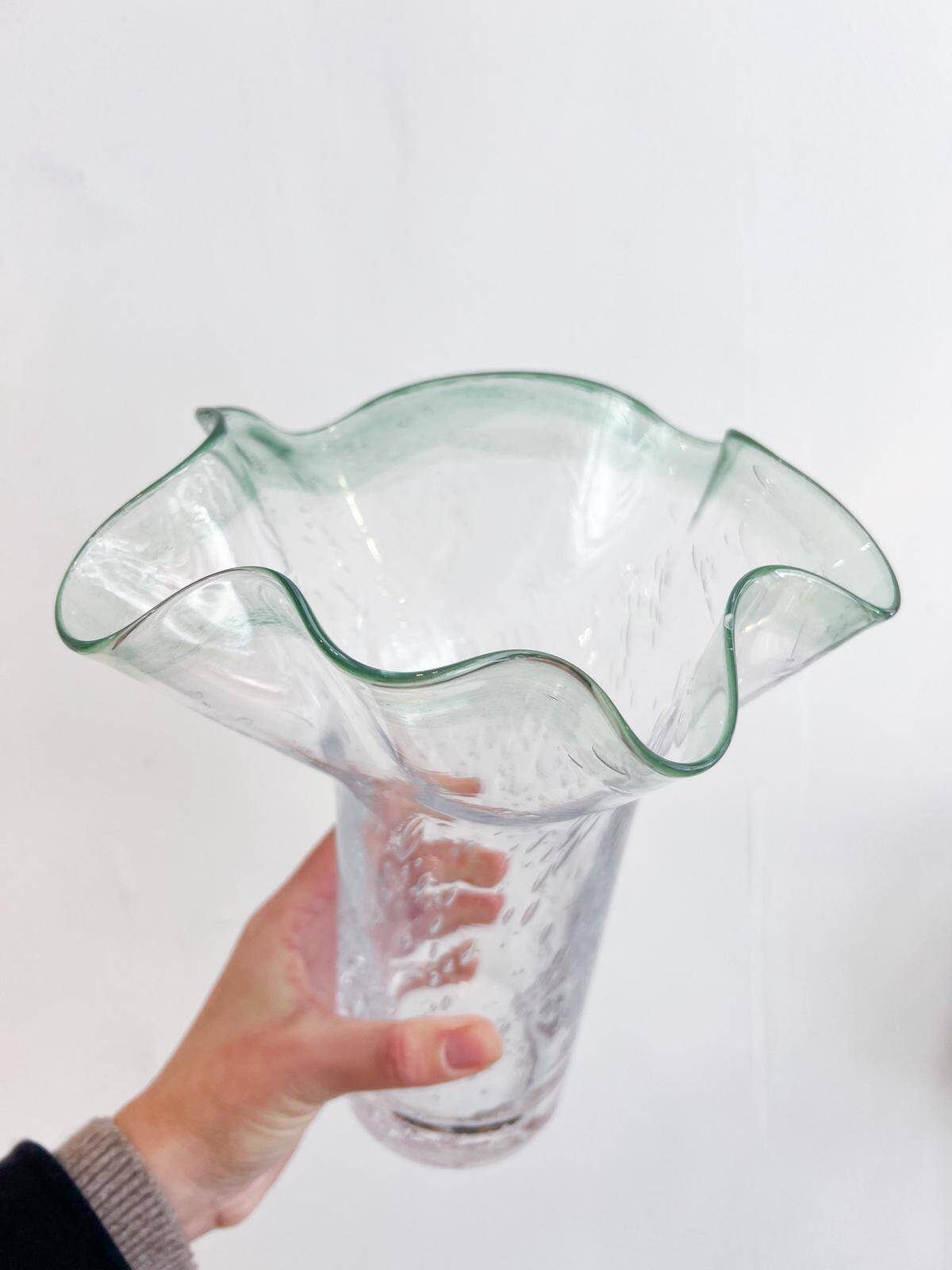 Draped blown glass vase