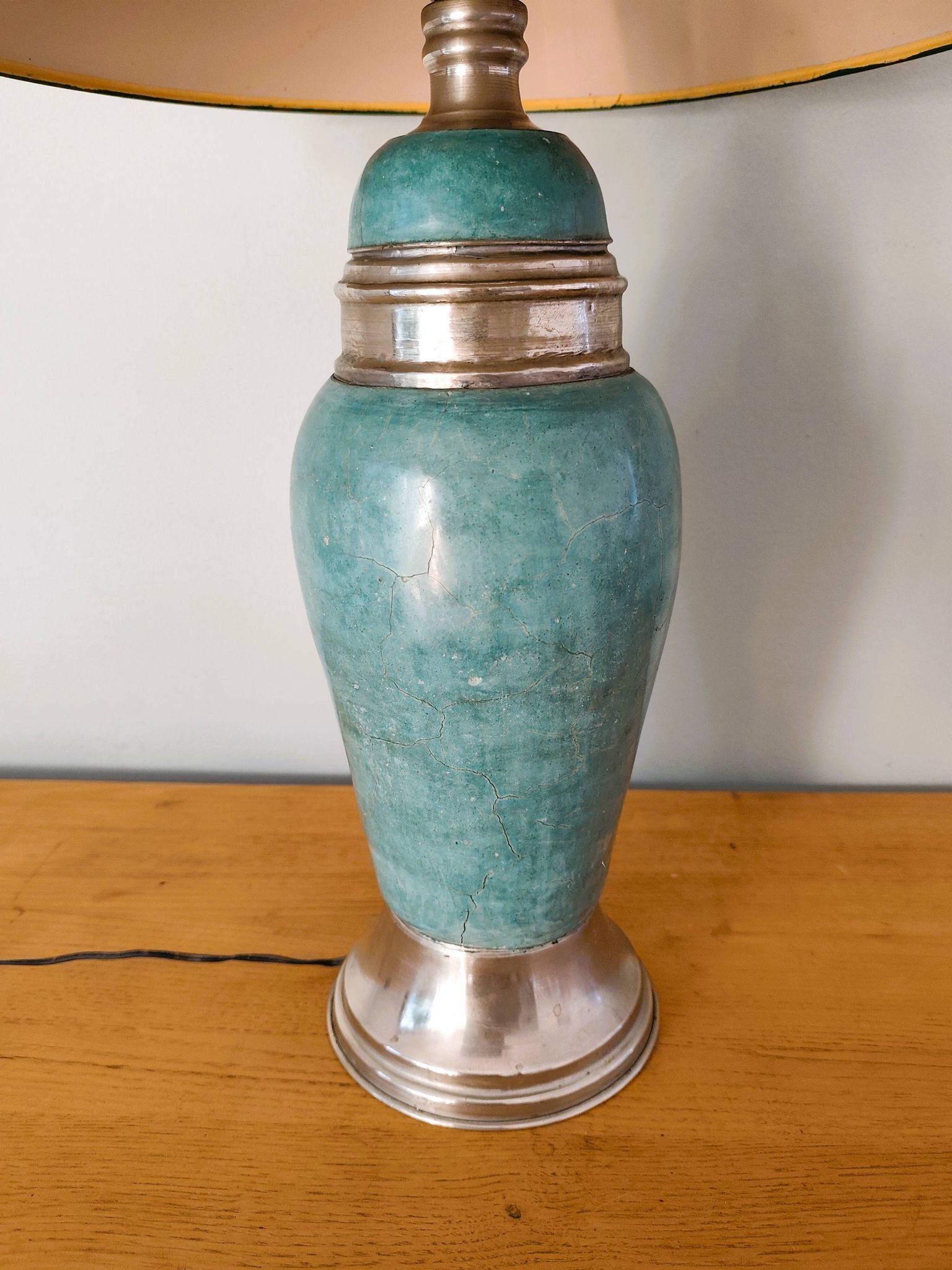 Lampe à poser bleu turquoise et laiton