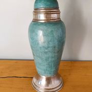 Lampe à poser bleu turquoise et laiton