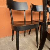 6 patinated curved wood bistro chairs