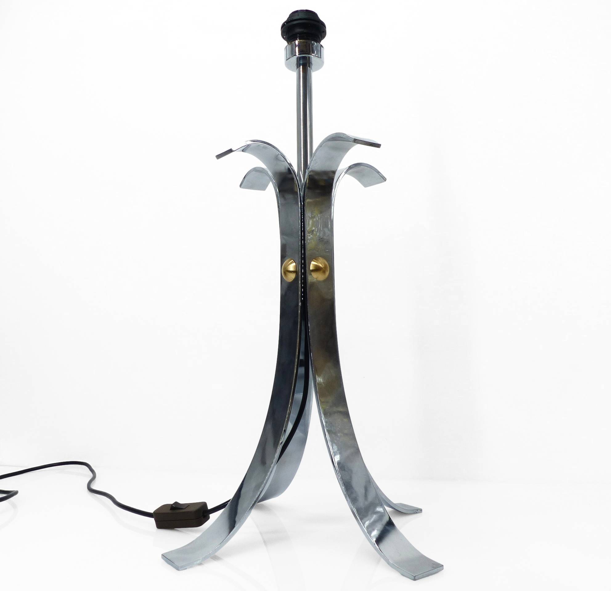 Space Age 1970 chrome steel four-legged lamp base