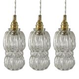 Set of three glass pendant lights of Scandinavian origin