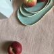 Old hemp harvest tablecloth tinted in pink tea