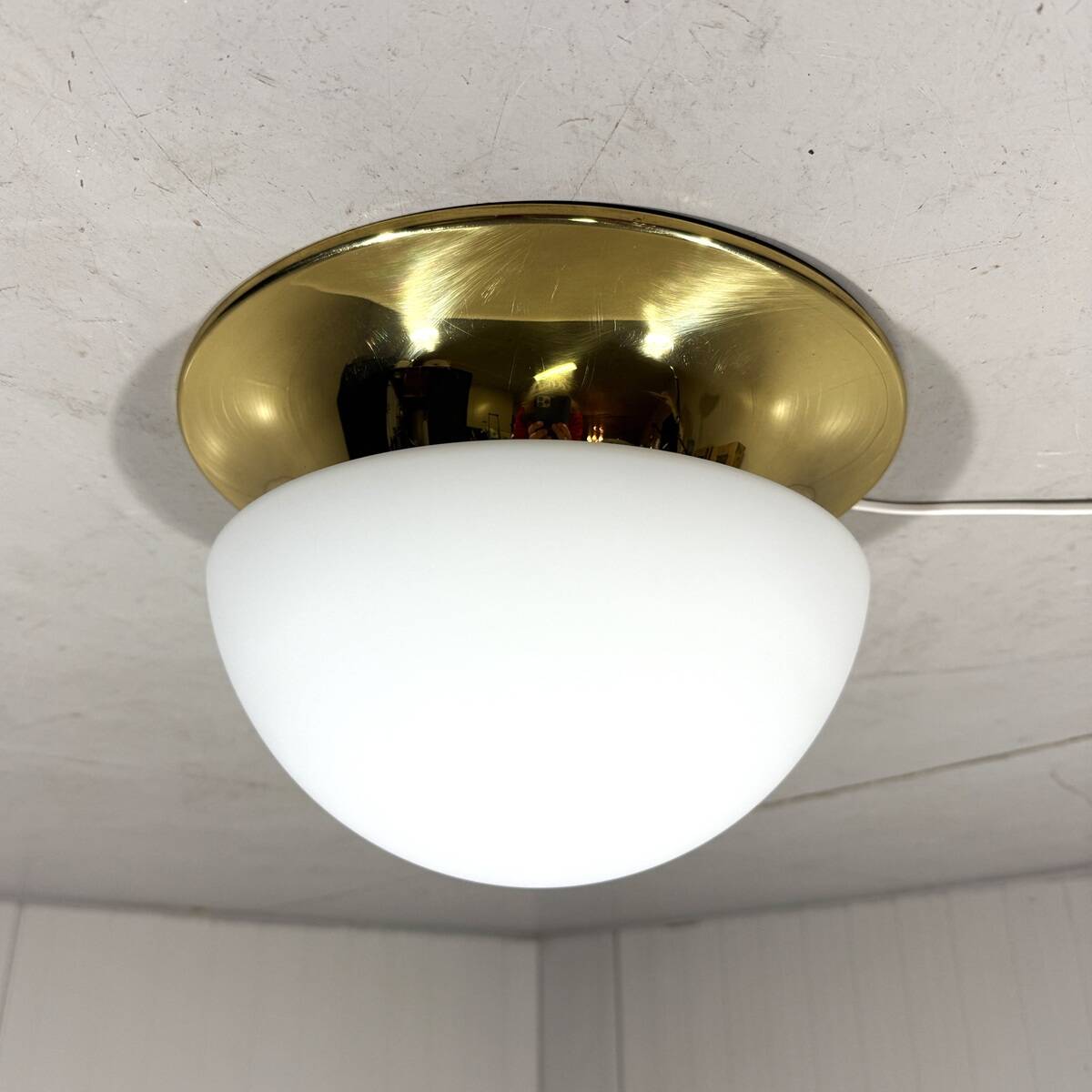 Glashütte Limburg ceiling lamp brass & satin glass