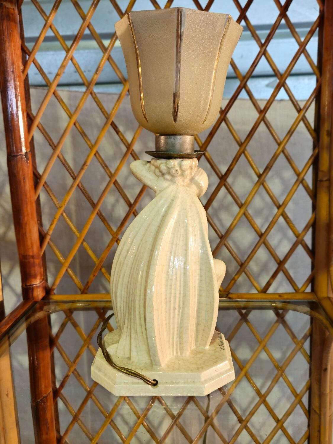 Lampe Céramique Art Déco 1930 Signé Fontinelle