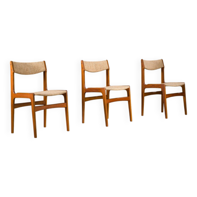 Chaises de salle à manger en teck attribuées à Erik Buch pour Anderstrup Stolefabrik, Danemark, années 1970, ensemble de 3.
