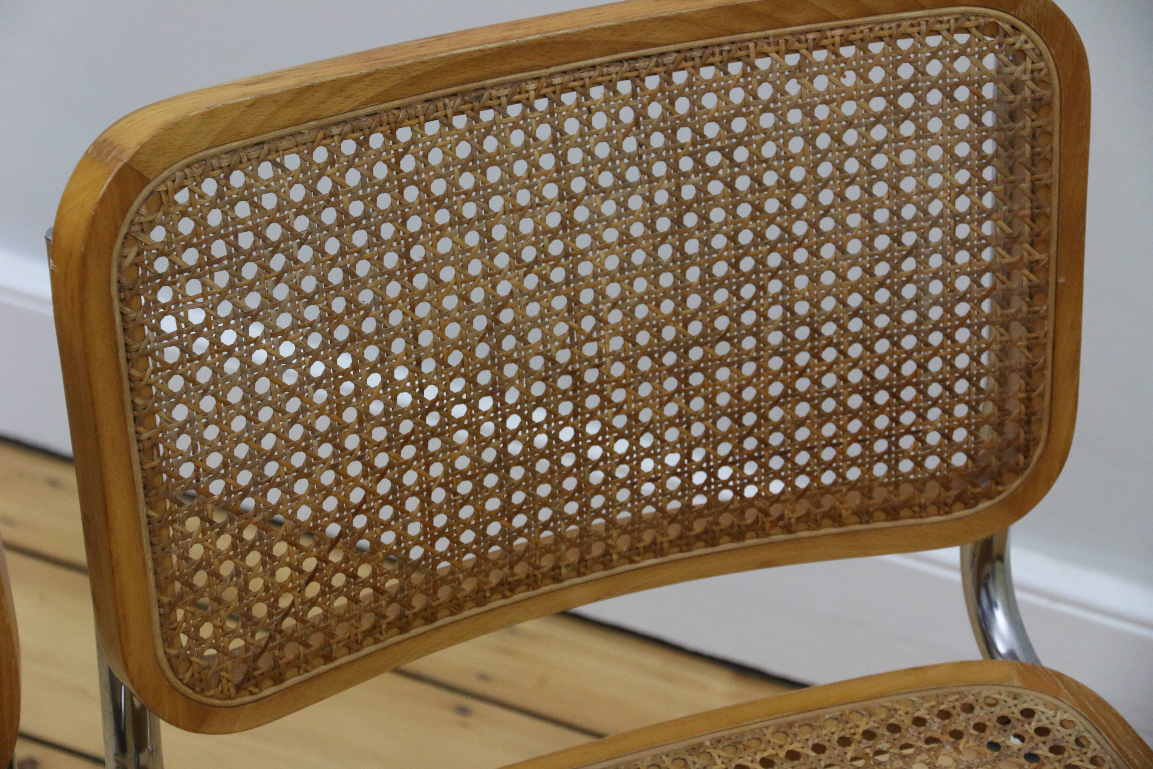 4 x Cesca Chairs, 1980s, in the Style of Marcel Breuer