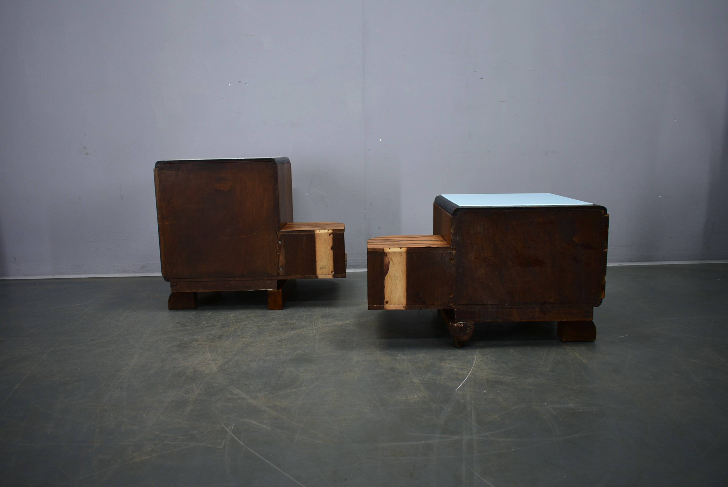 1935s pair of art deco bedside tables, Czechoslovakia