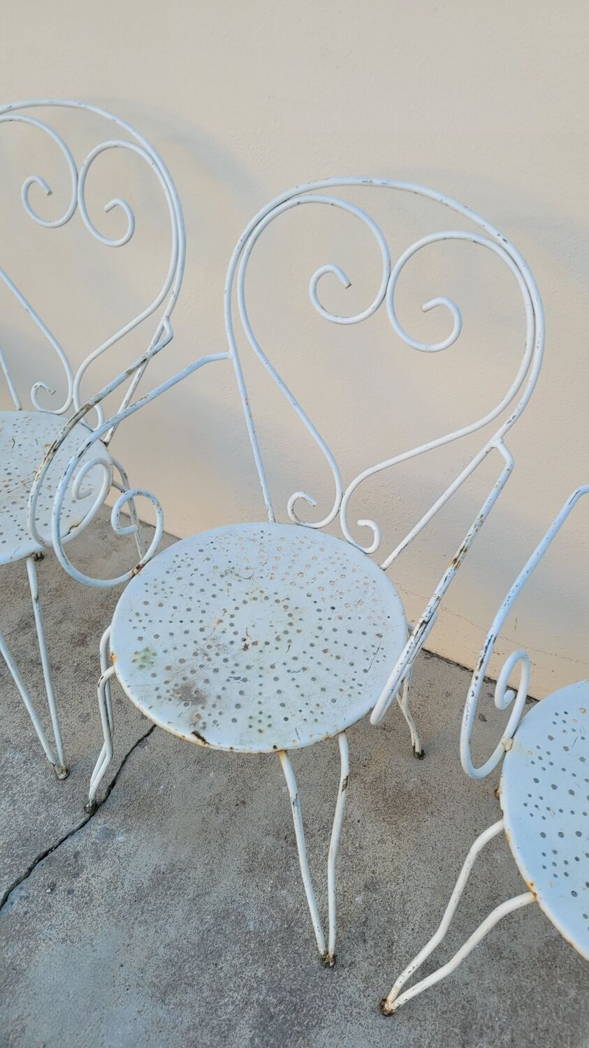 Salon de jardin série de 6 fauteuils en fer de jardin