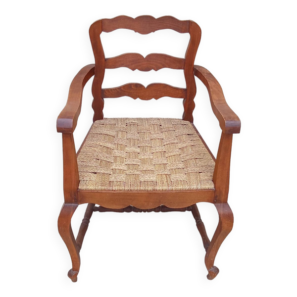 Fauteuil ancien louis philippe assise corde vintage