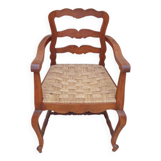 Antique Louis Philippe armchair with vintage rope seat