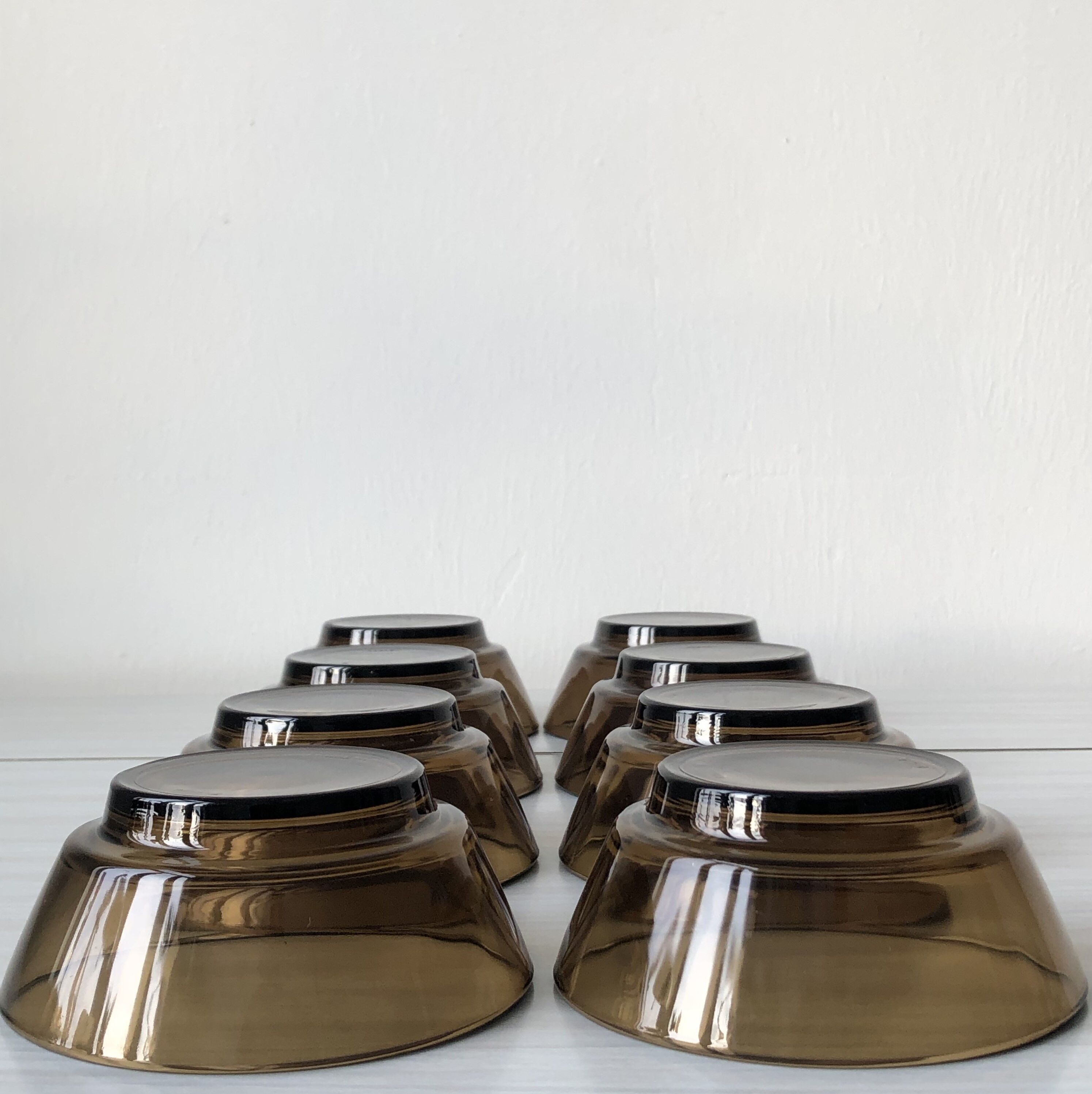 8 versatile smoked glass bowls or ramekins, vereco "jumbo" model