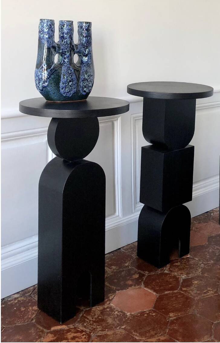 Sellette - Table d'appoint en bois teinté noir