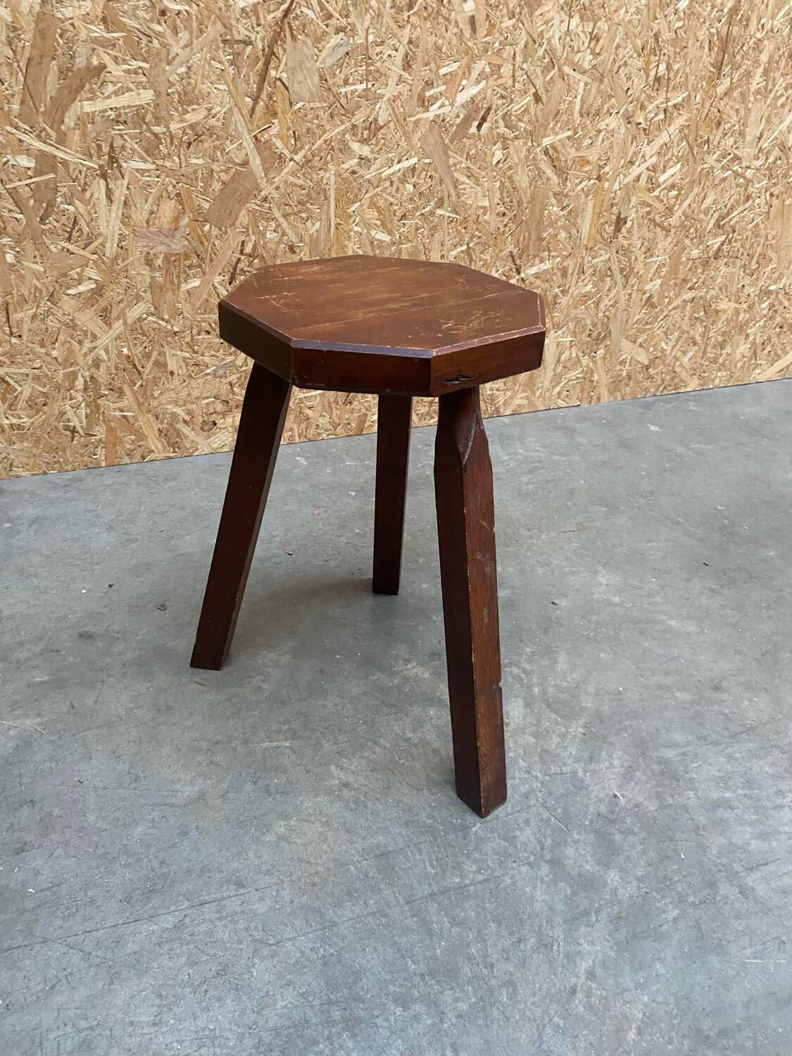Brutalist wooden stool