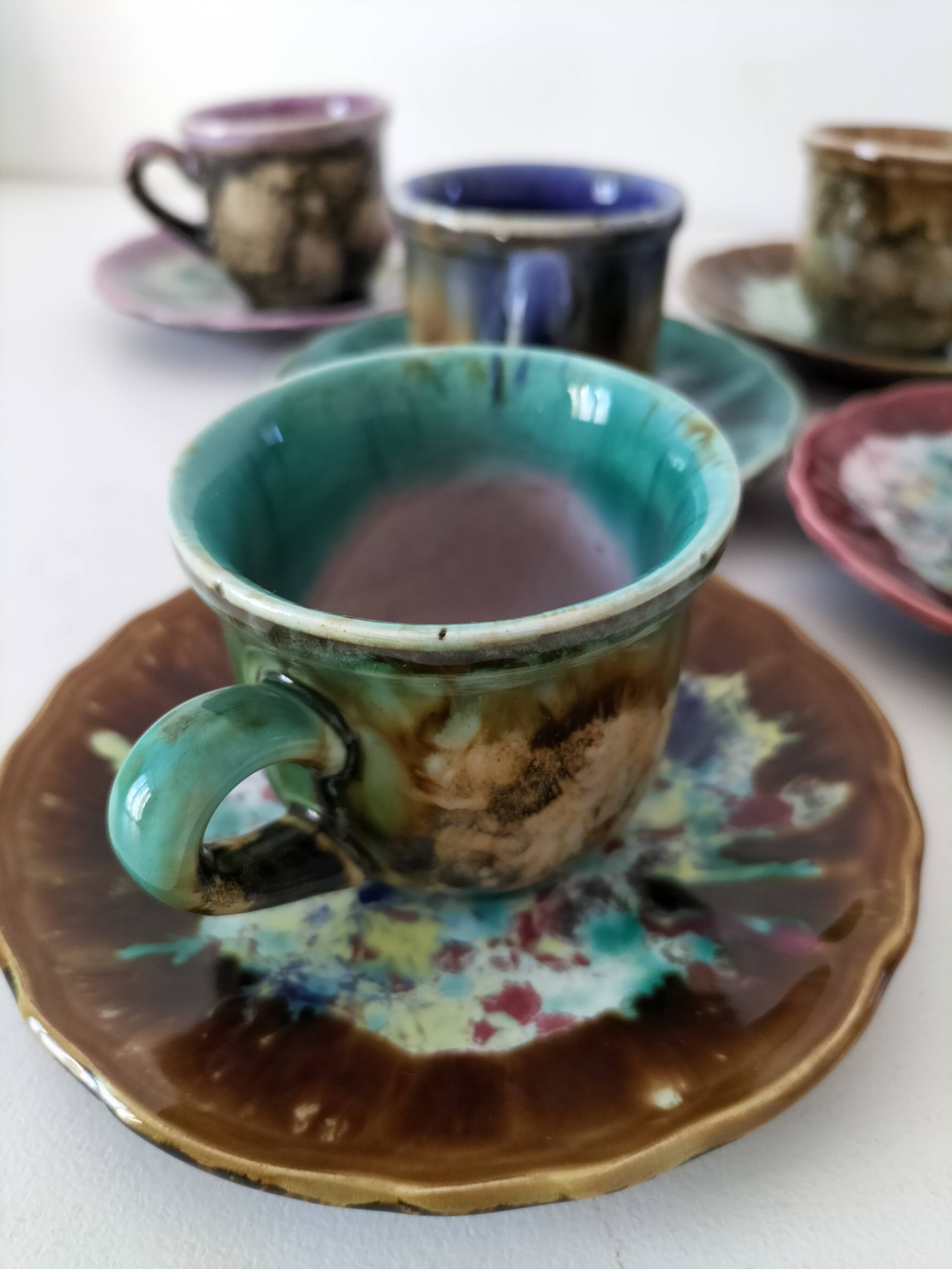 Gaston Gaubier ceramic cups and saucers