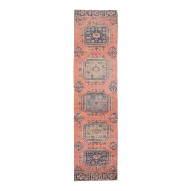 Vintage Turkish handmade wool runner  87x343