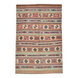 Tapis kilim vintage en laine, motifs géométriques et tons pastel,146x224 Cm