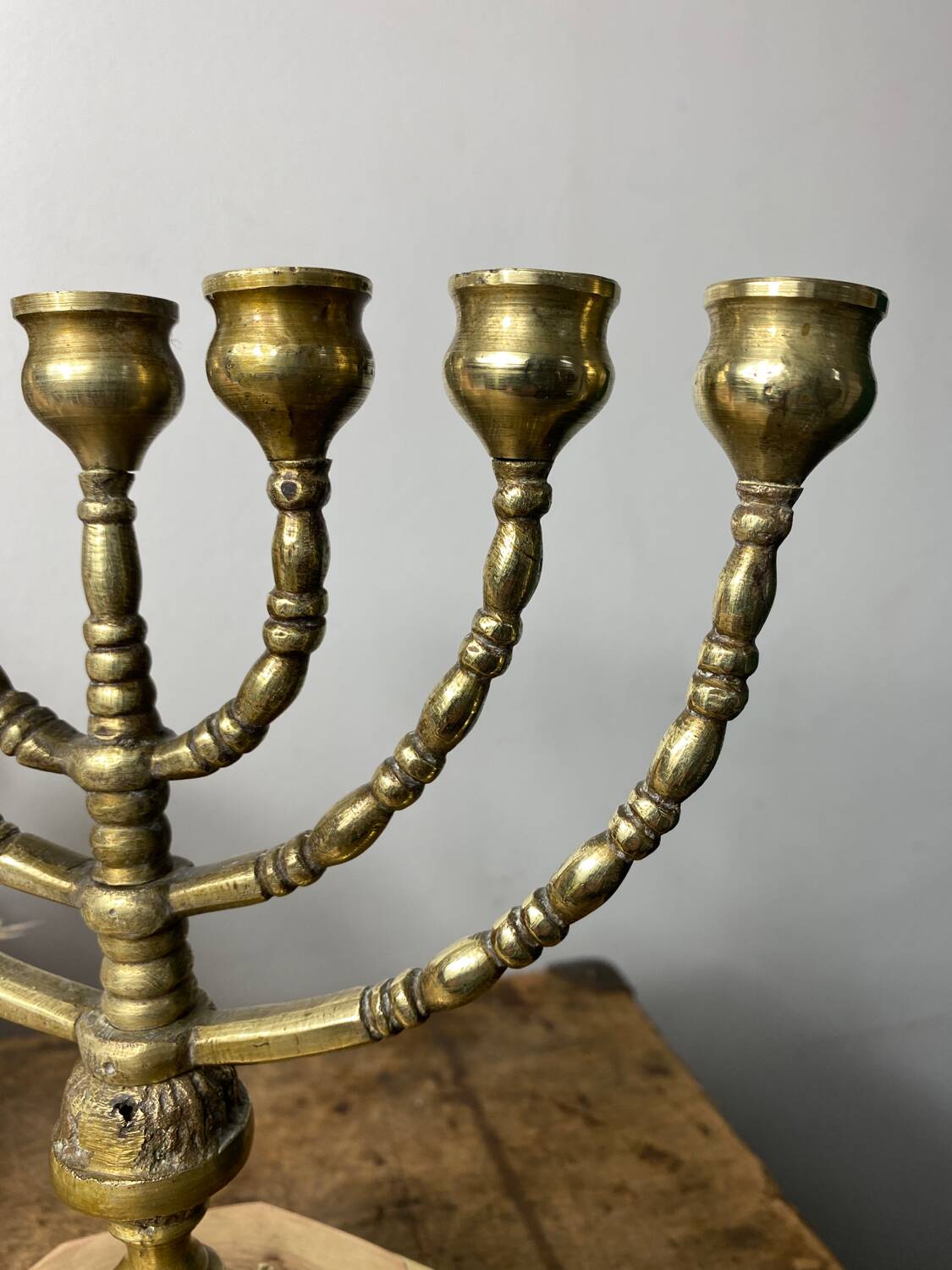 Candlestick, Seven-branched Menorah in brass