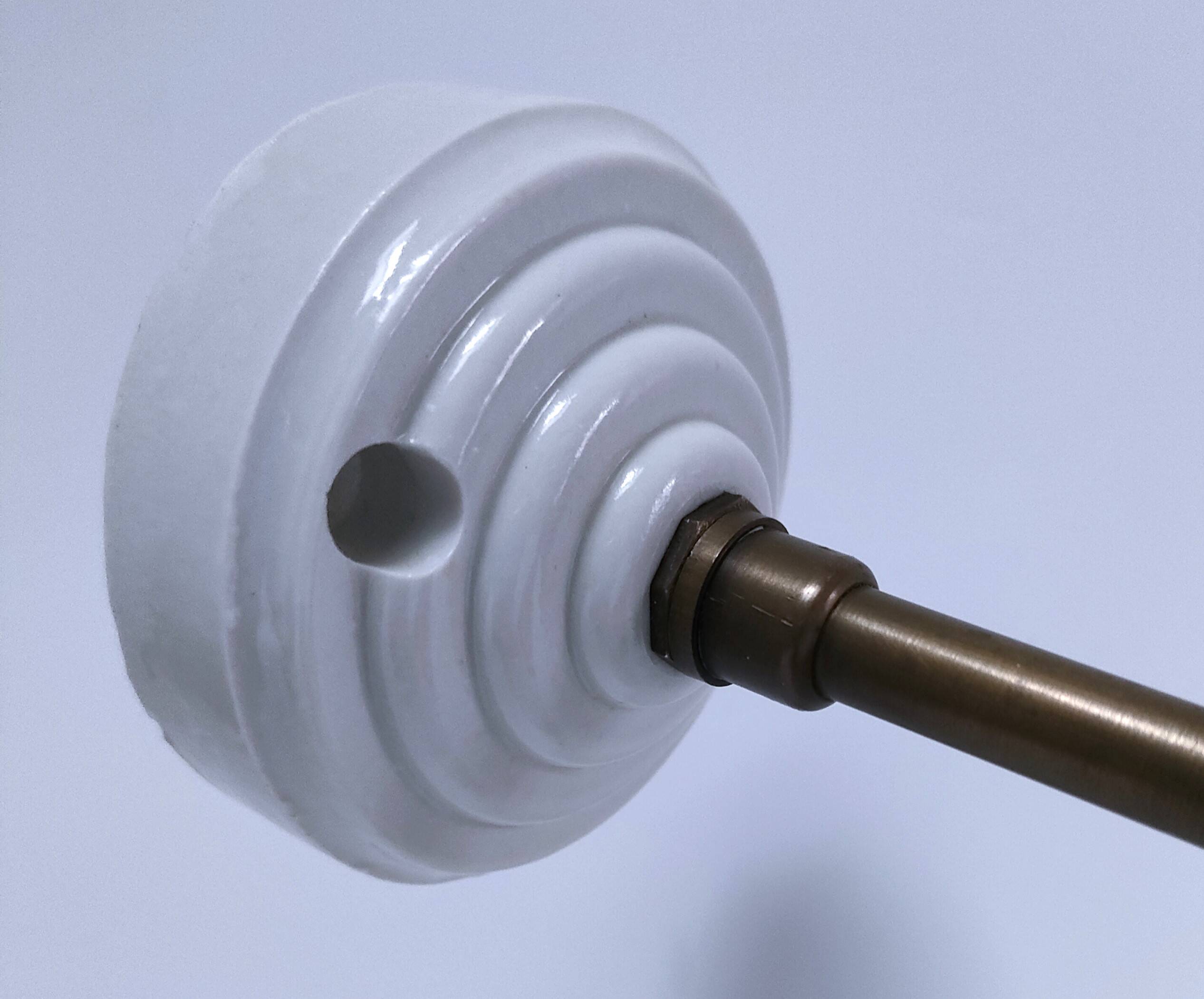 Articulated wall light glass Holophane brass porcelain