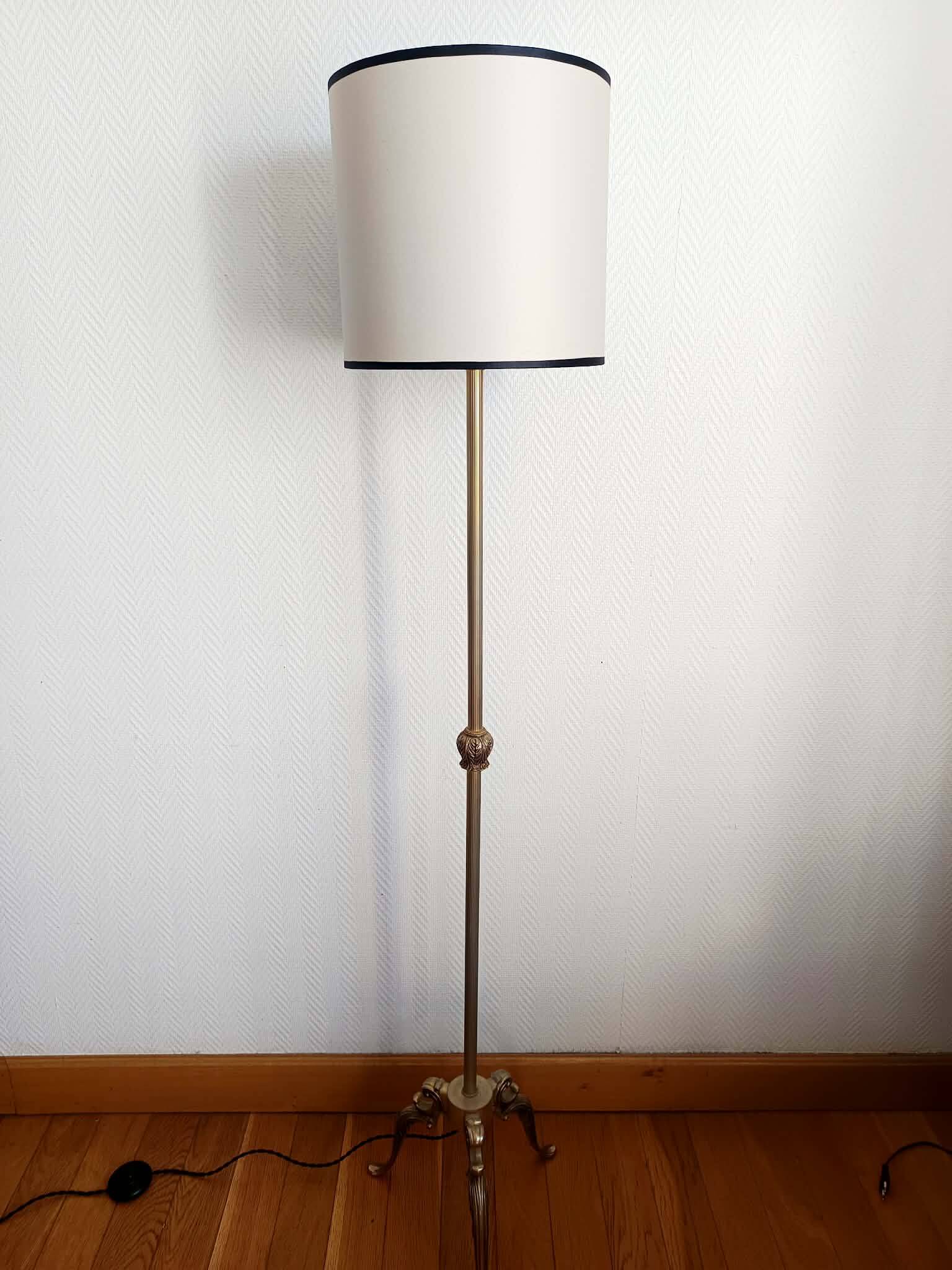 Tripod floor lamp brass circa 1950