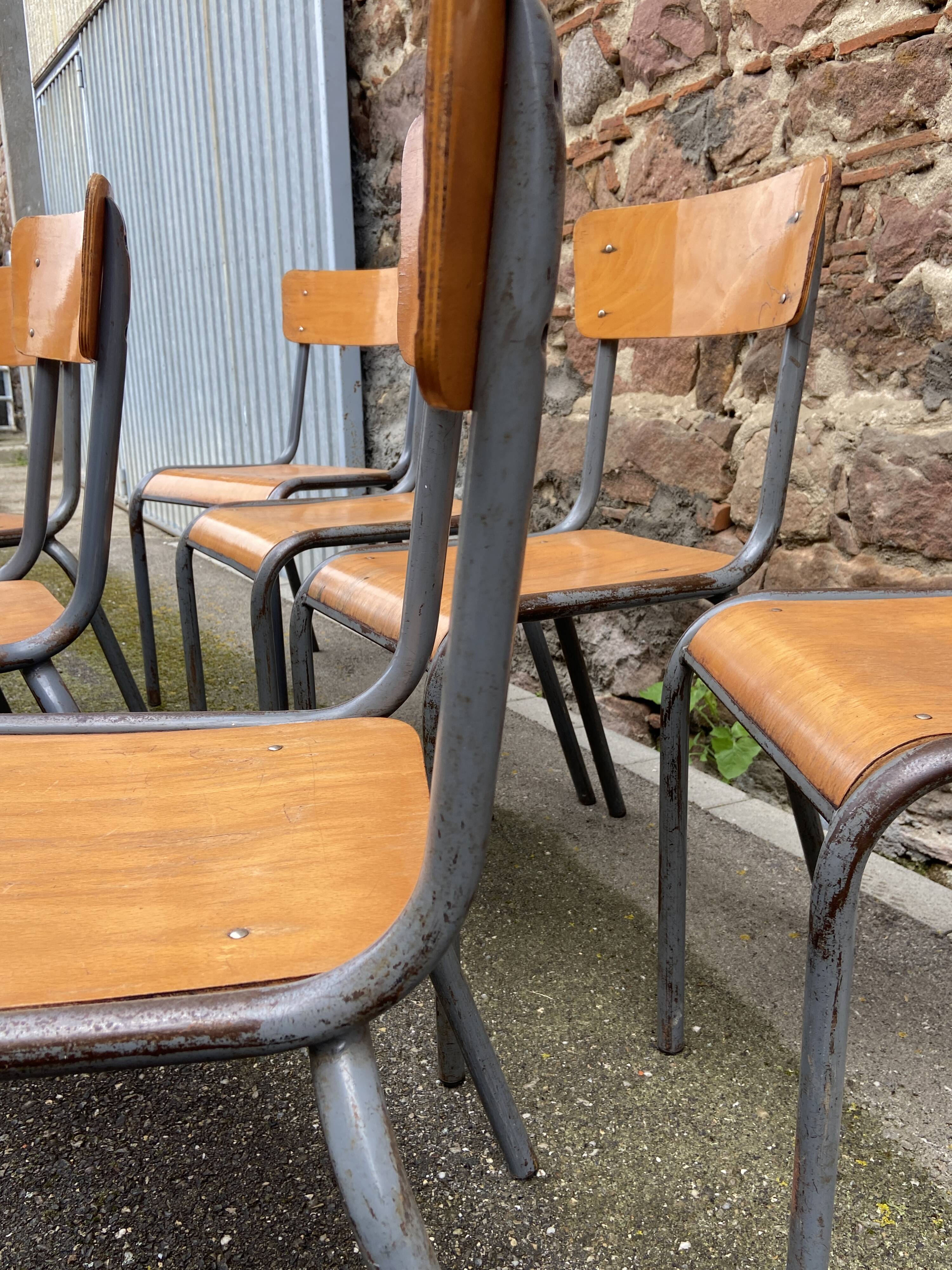 8 vintage industrial school chairs for communities mullca delagrave tube & wood french school chair