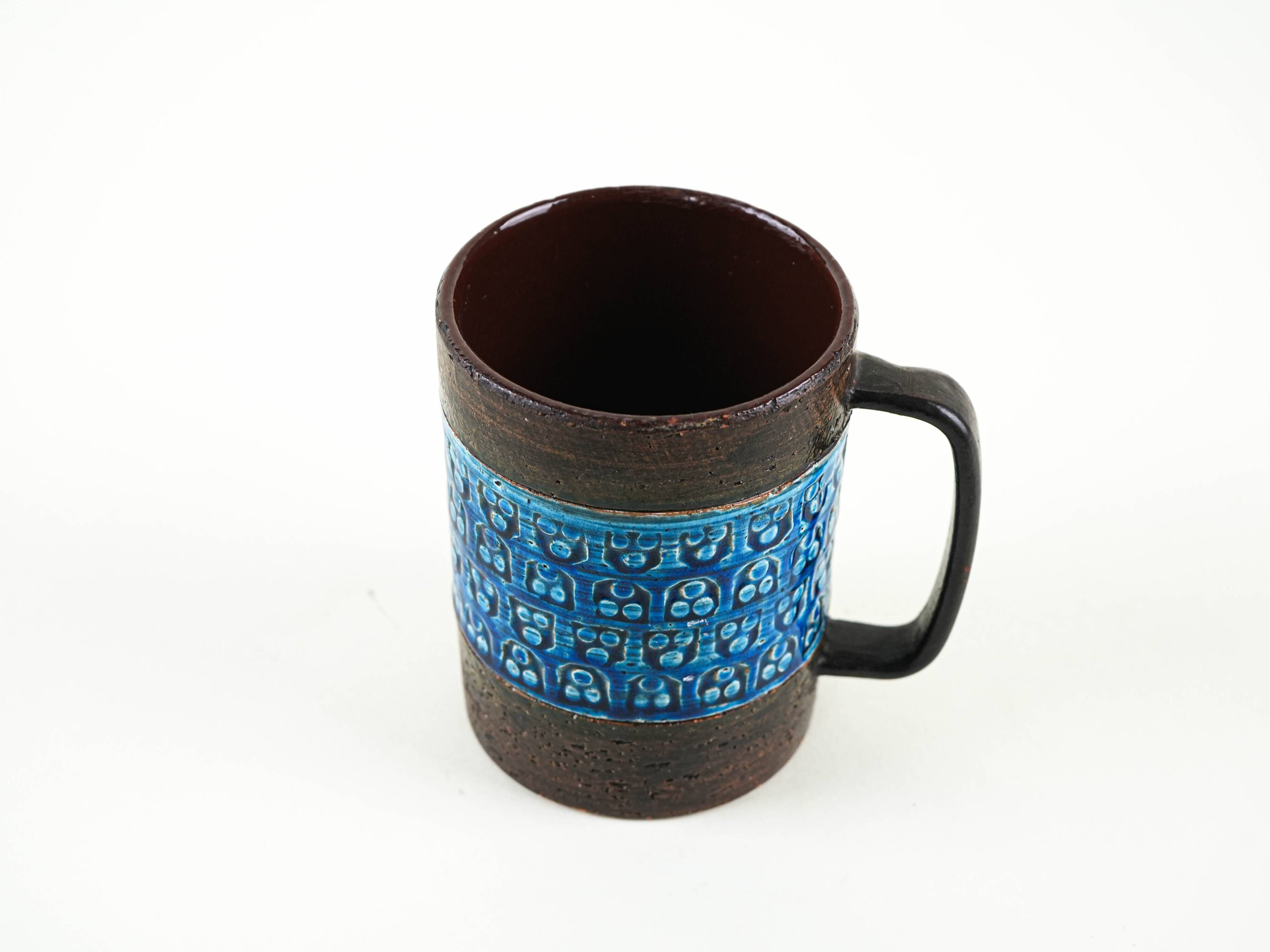 Trifoglio Blue ceramic mug, Italian design, 1960s, designer: Aldo Londi, ma