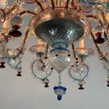 Venetian chandelier rezzonico in multicolored murano glass, 10 arms of light