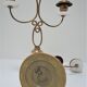 Pair of brass and three-pointed stone candelabra candle holders early twentieth century