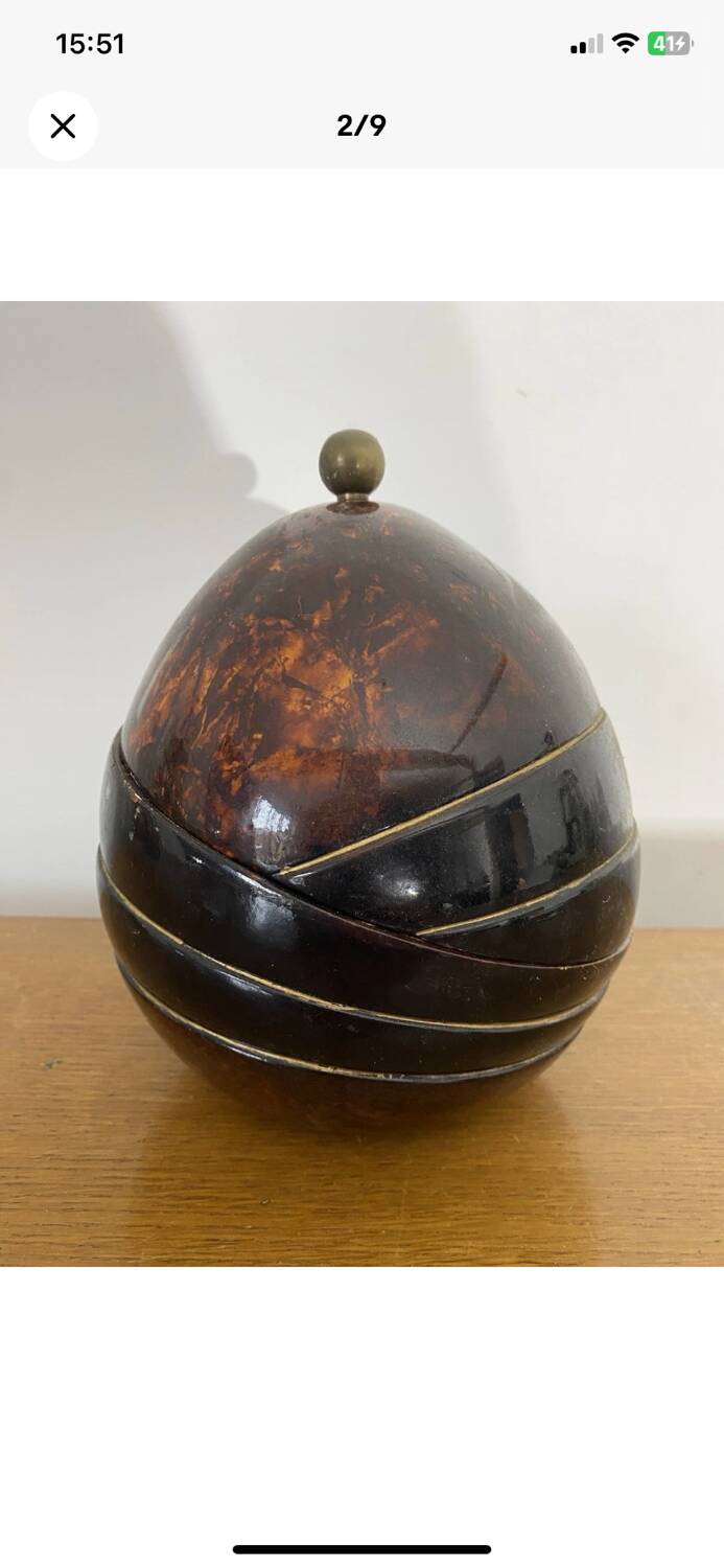 Antique Coconut Ice Bucket 50s Vintage