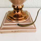 Ceramic lamp in pink and copper signed Louis Drimmer, circa 1980.