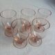 Set of 5 small pink crystal stemmed glasses