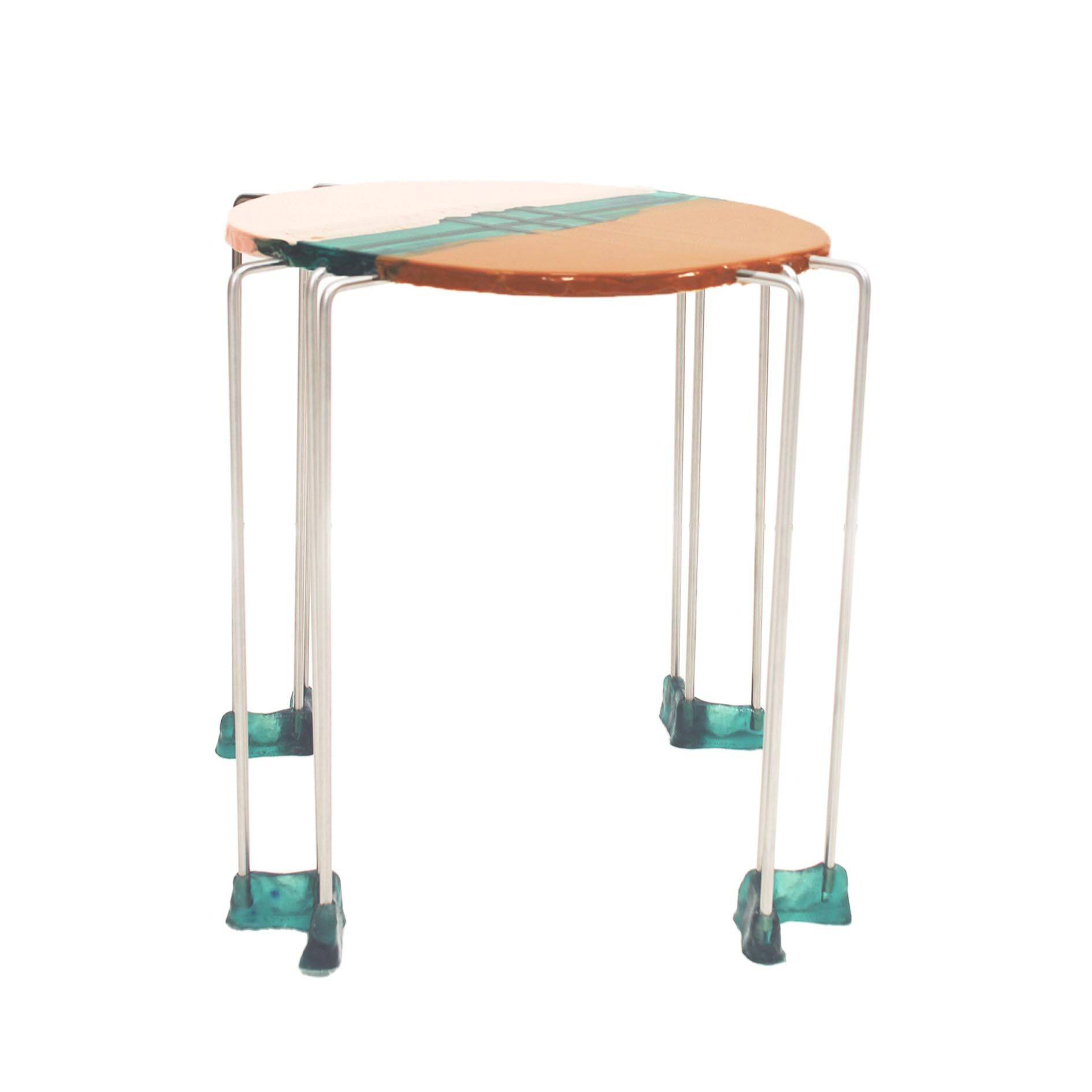 Colored Round Side Table by Gaetano Pesce, Fish Design Collection