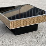 Plexiglas coffee table and inlaid cushioning 1970