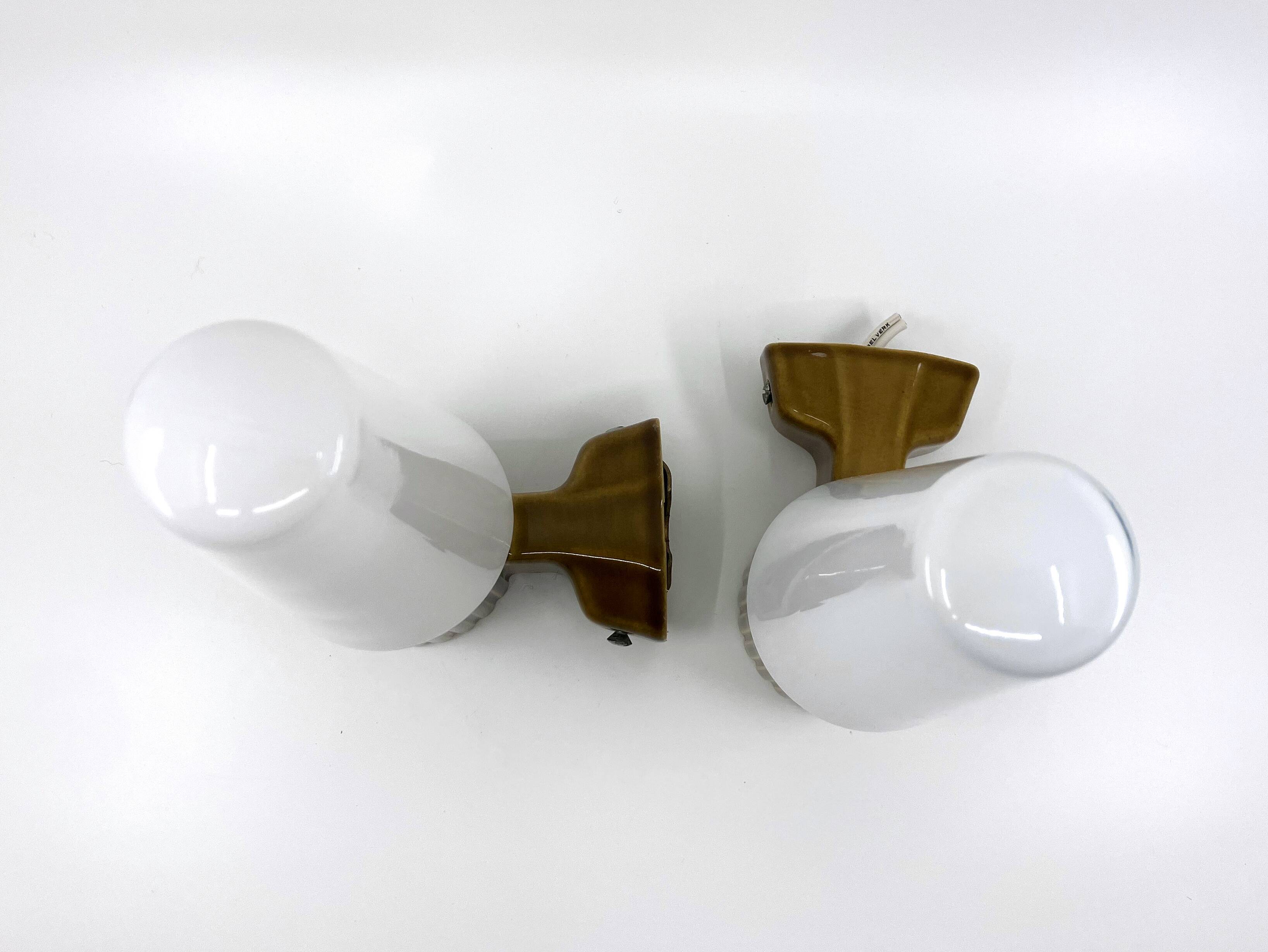 Ifö ceramic/opal glass wall lights • ref 6020 • Hans-Agne Jakobsson